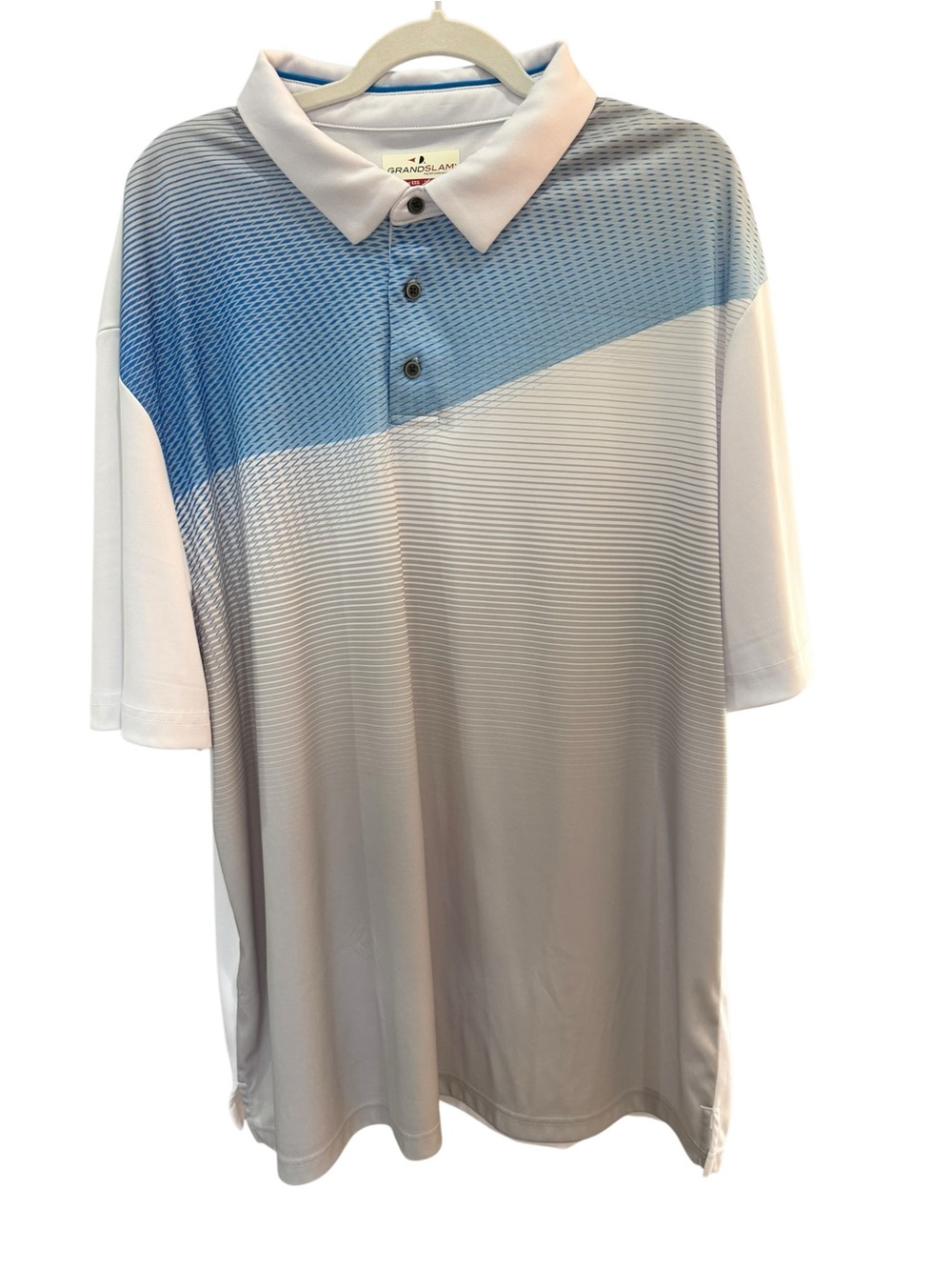Grand Slam Performance Men’s XXL Blue White Colorblock Golf Polo Shirt